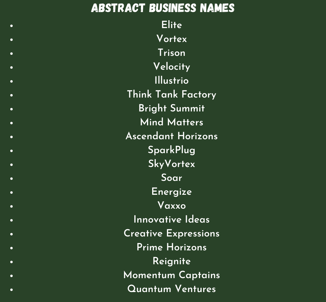 Abstract Business Names