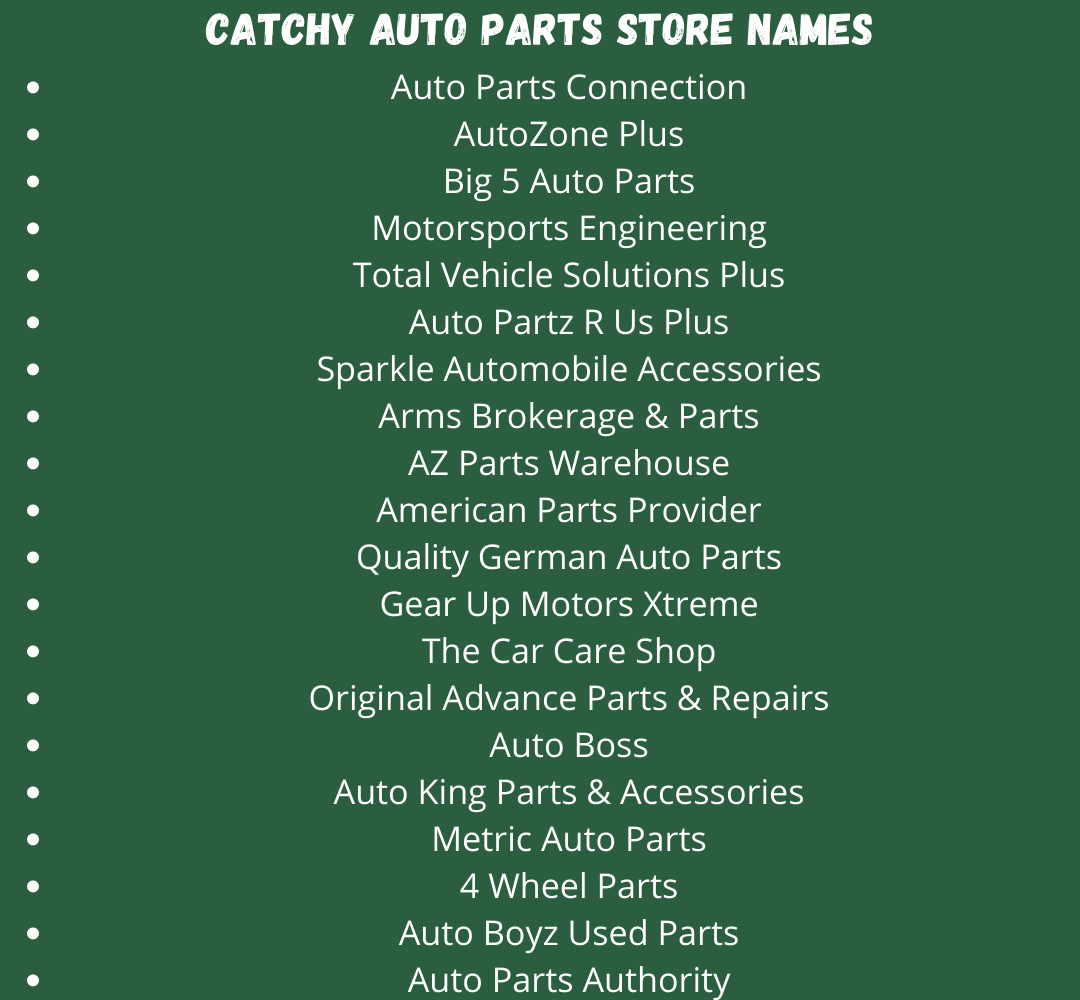 Auto Parts Store Name Generator