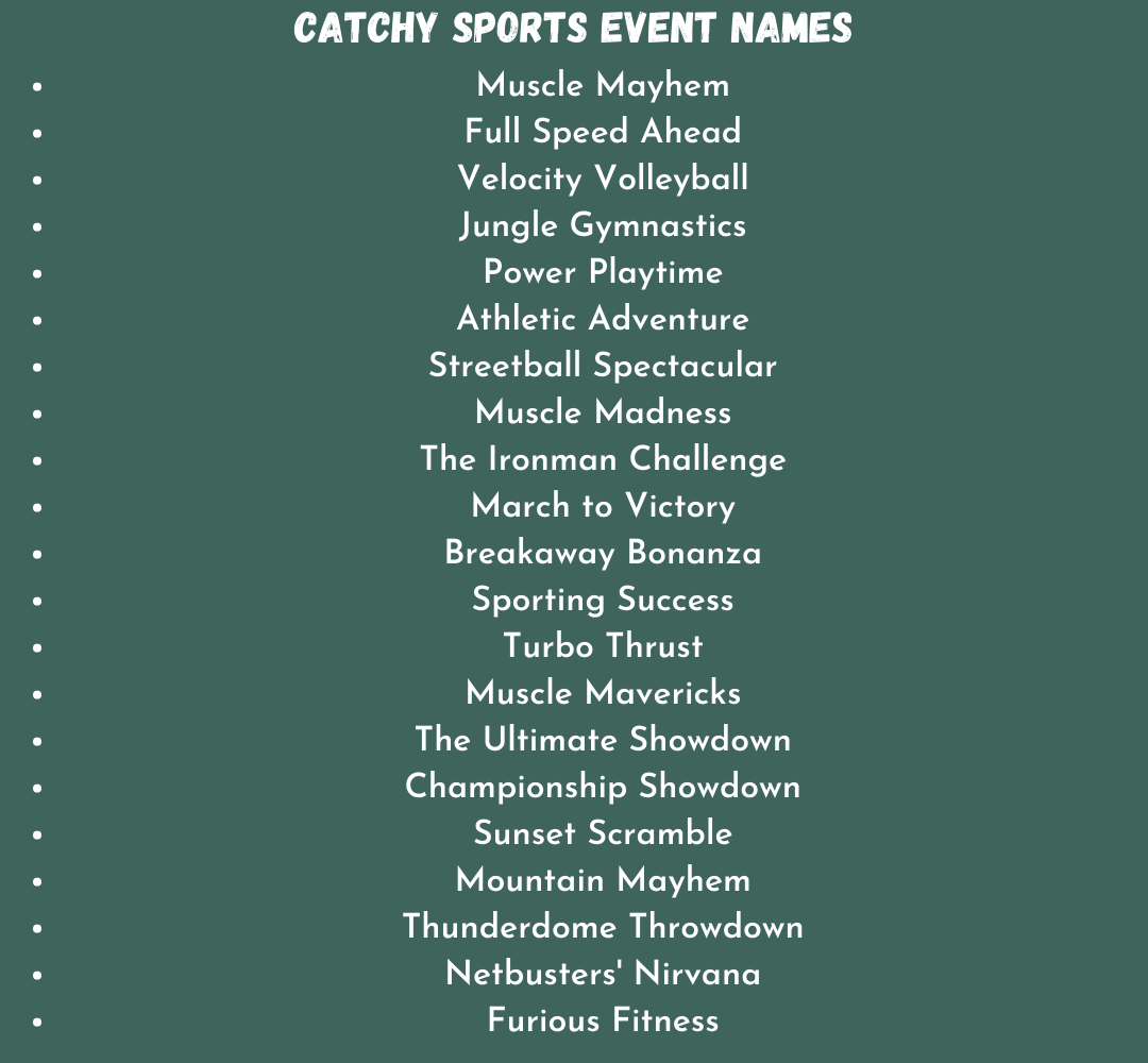 700 Fun Catchy Sports Event Names That Will Impress Fans