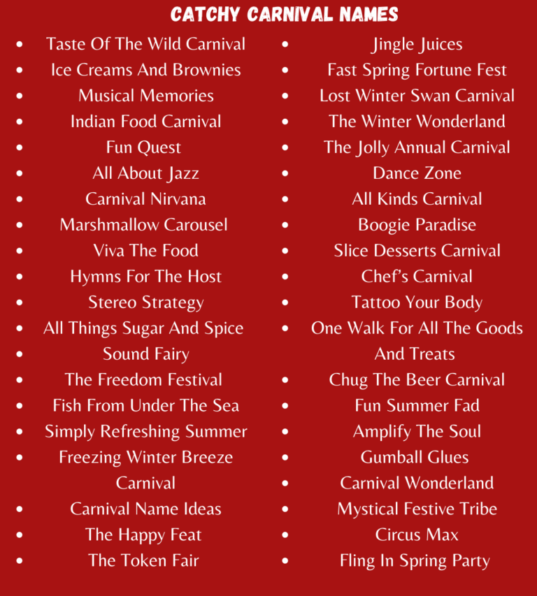 900+ Catchy and Fun Carnival Names For Any Occasion