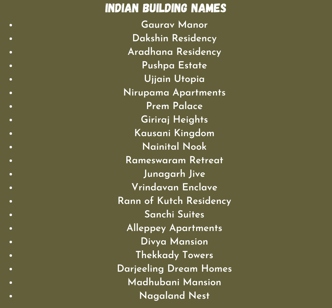 Indian Building Names