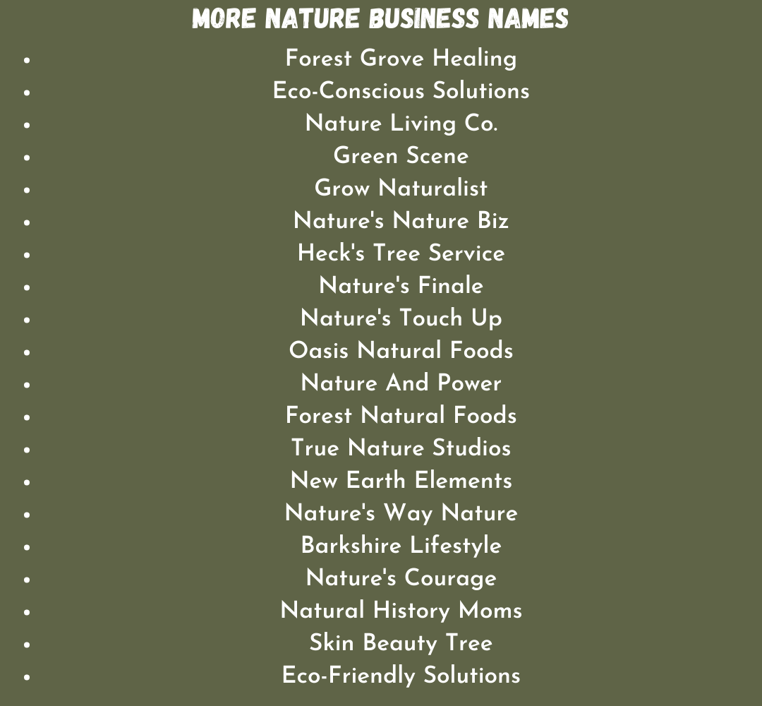 Nature Business Name Ideas