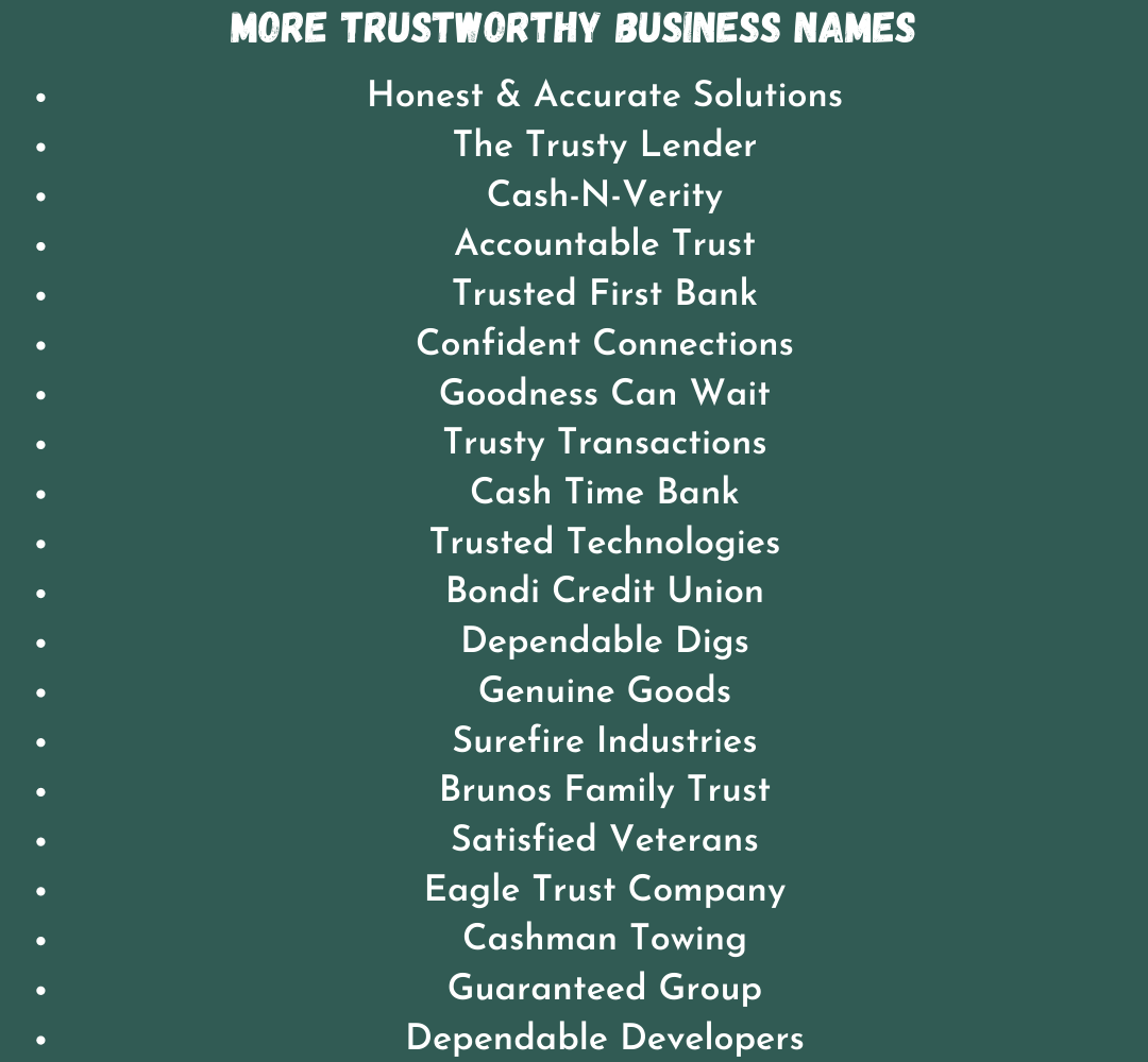 Trustworthy Business Names