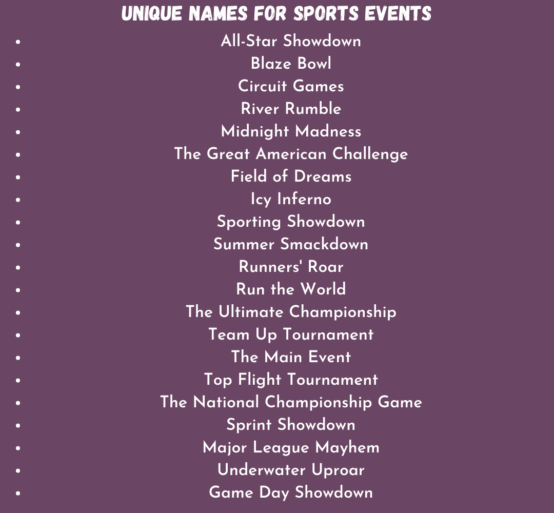 700 Fun Catchy Sports Event Names That Will Impress Fans