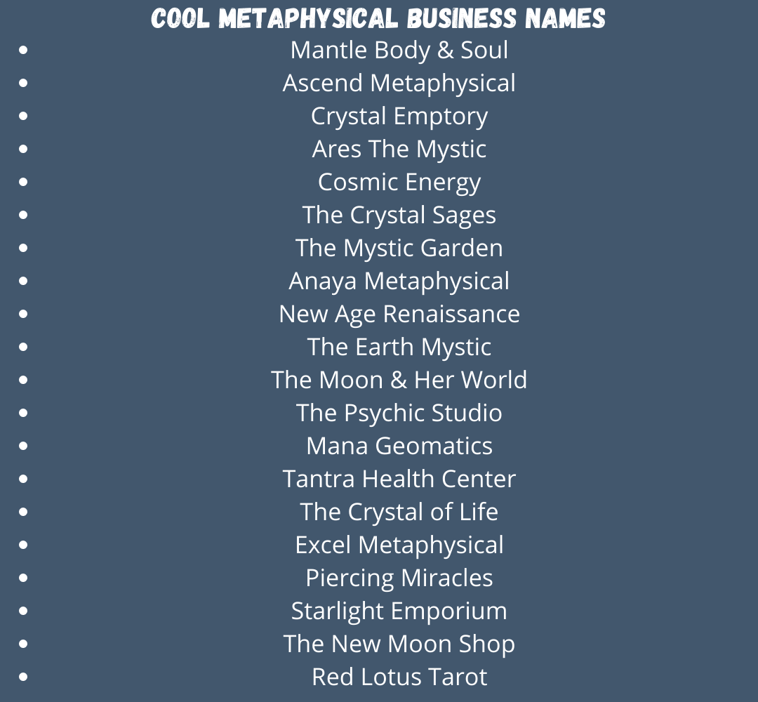 Metaphysical Business Names