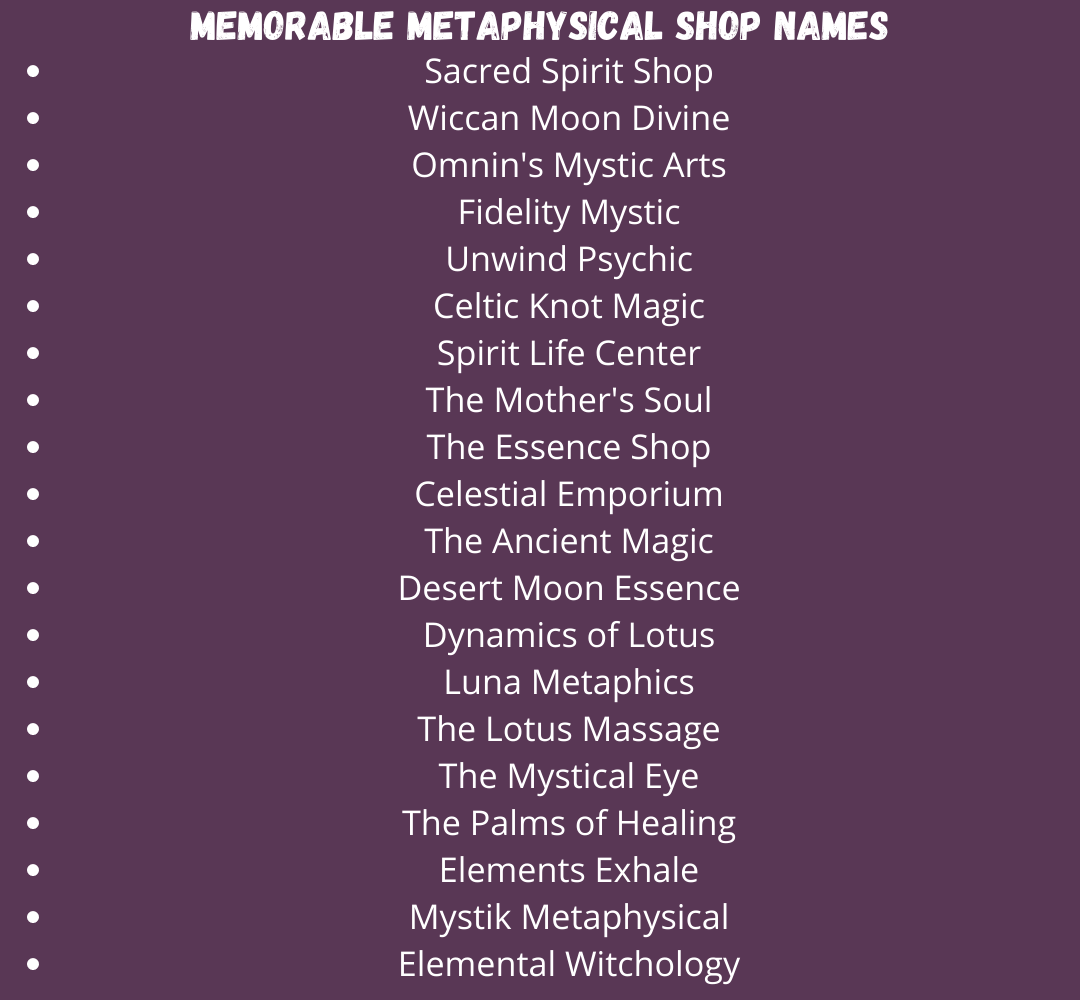Memorable Metaphysical Shop Names