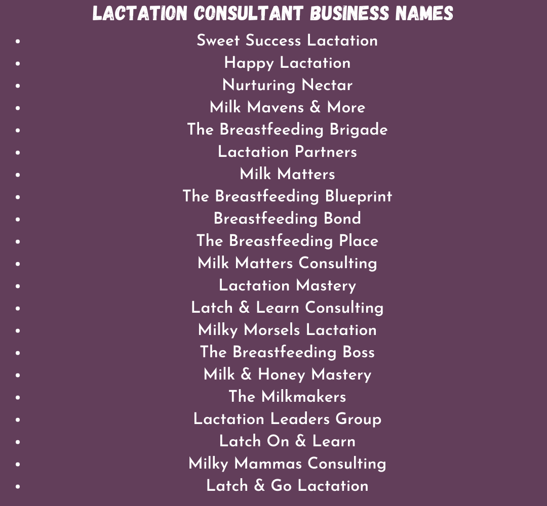 Lactation Consultant Business Names