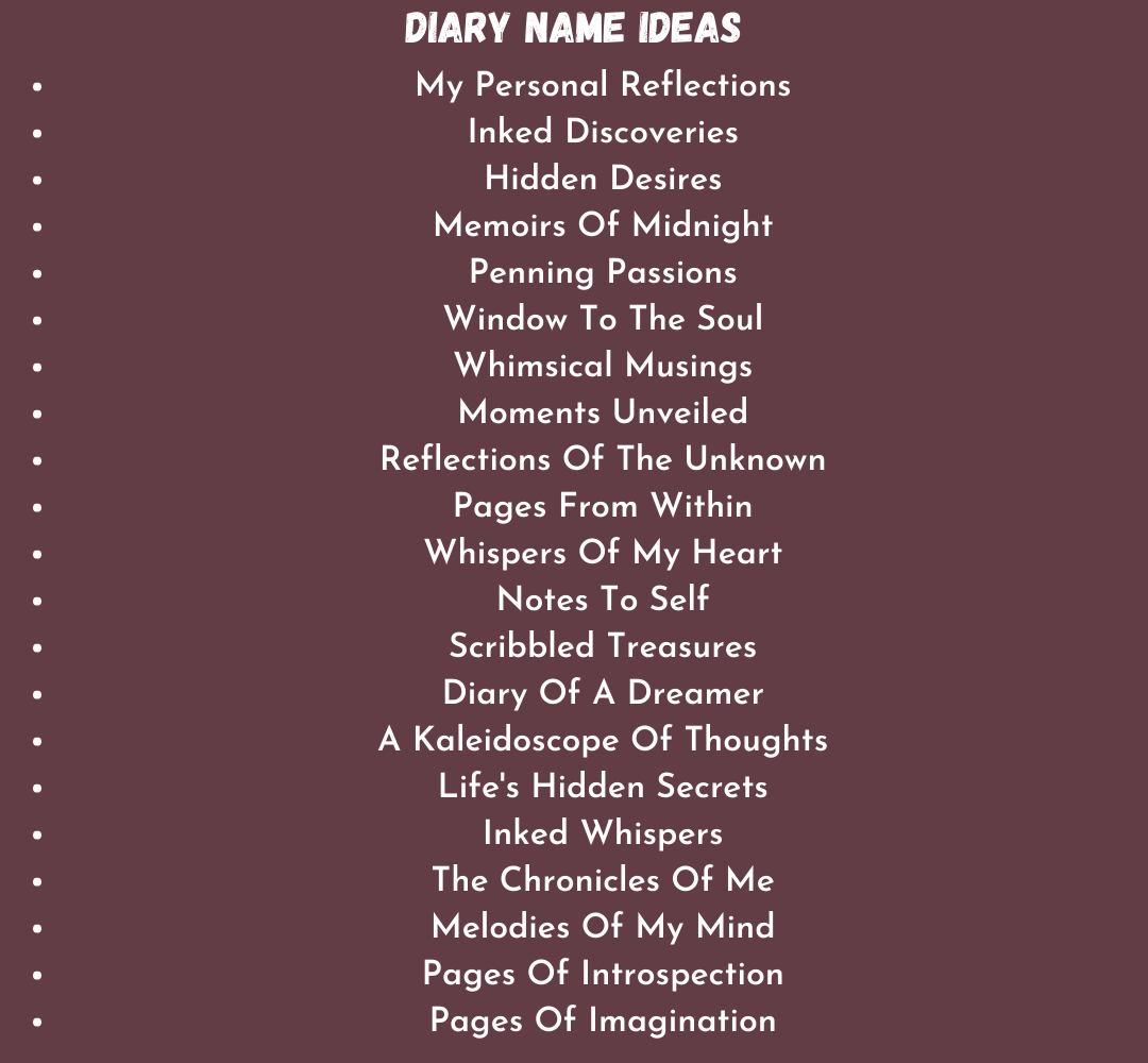 550 Cute Diary Name Ideas You ll Love To Use 2023 