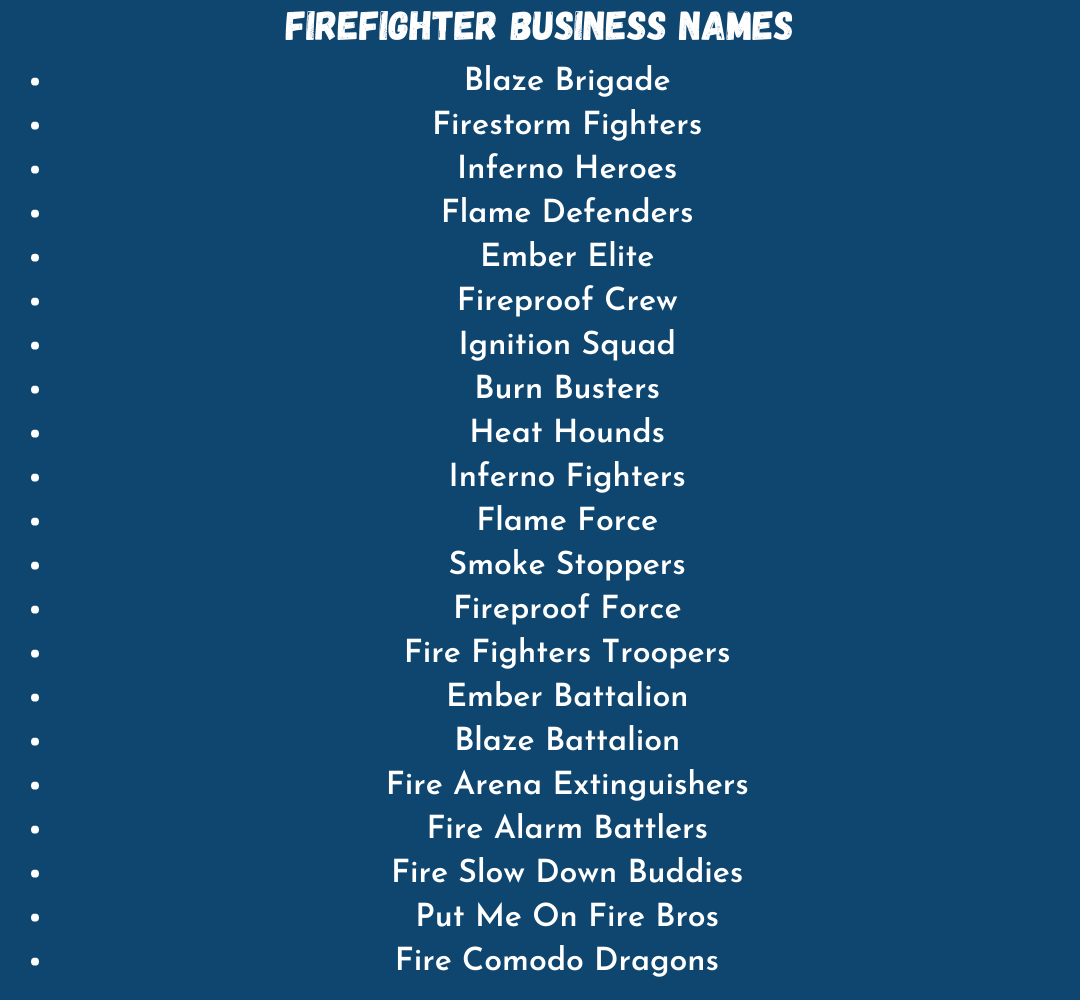 Firefighter Business Names