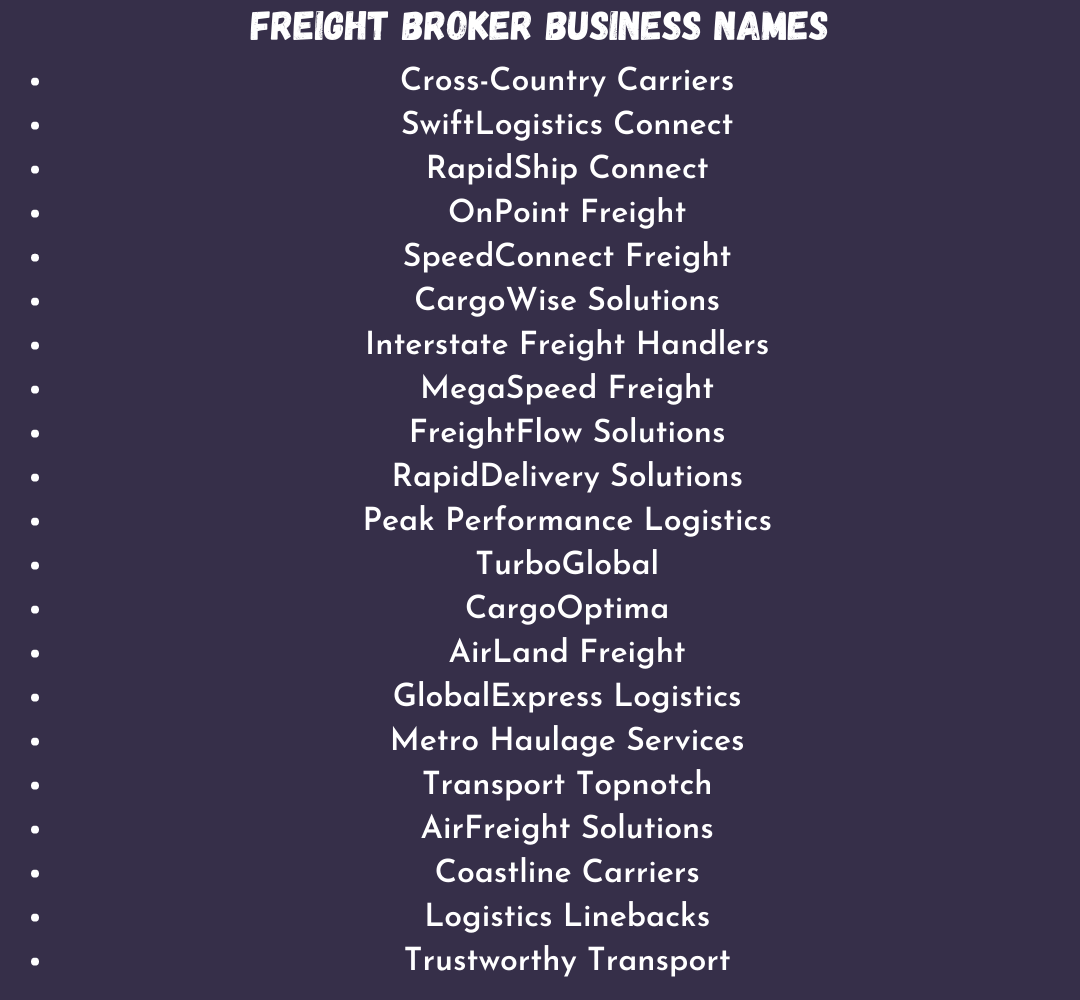 Freight Broker Business Names