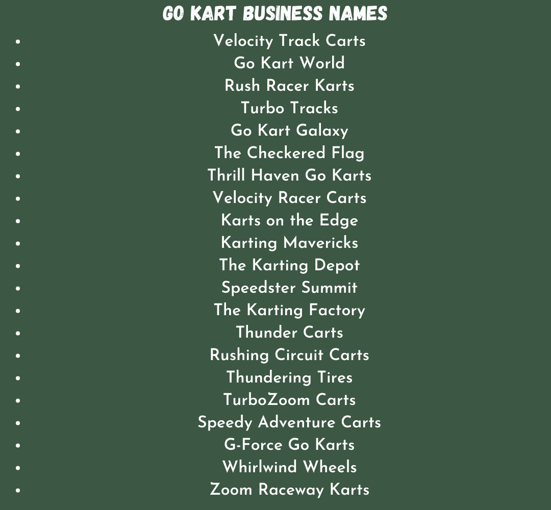Go Kart Business Names
