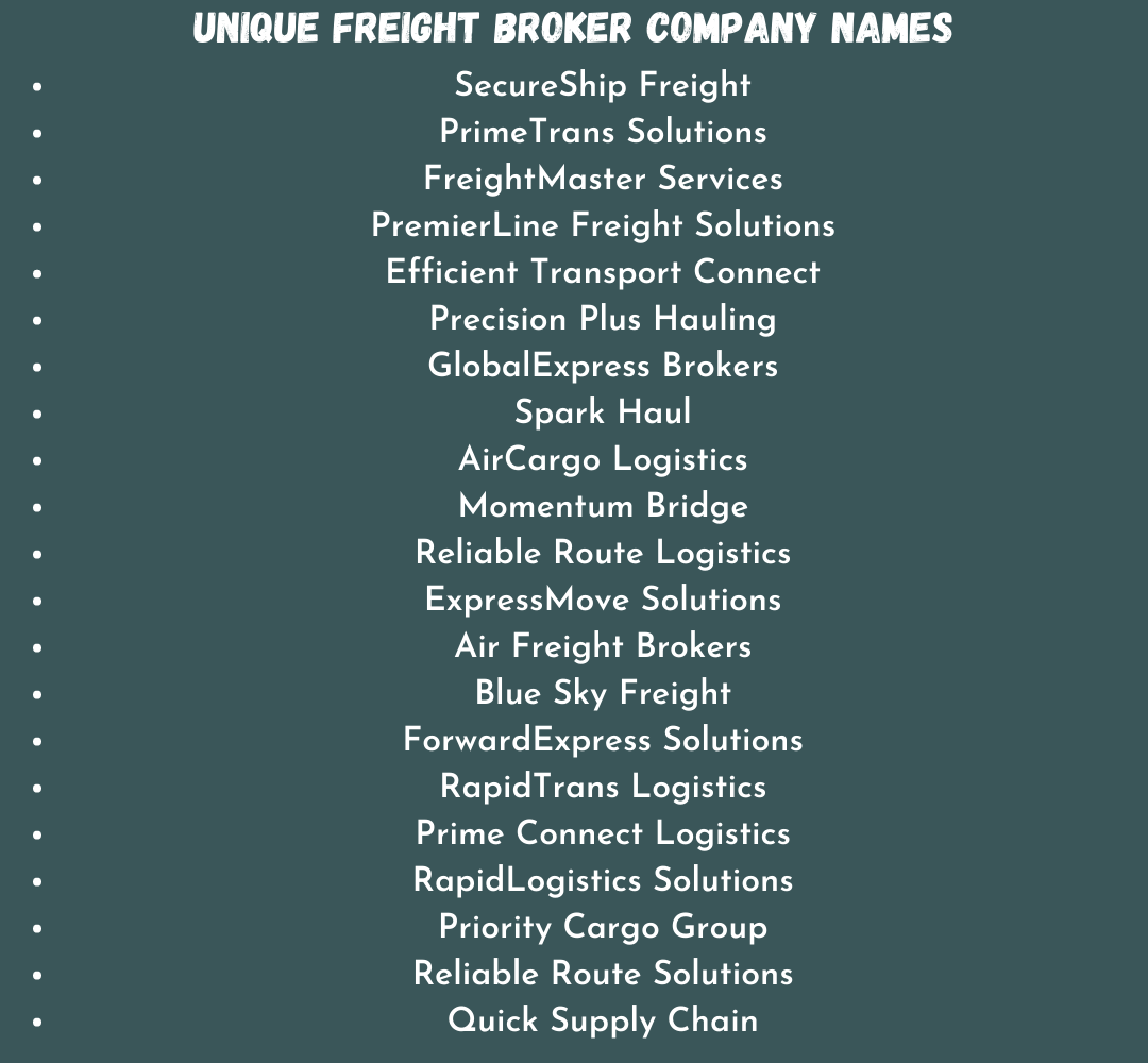 Unique Freight Broker Company Names