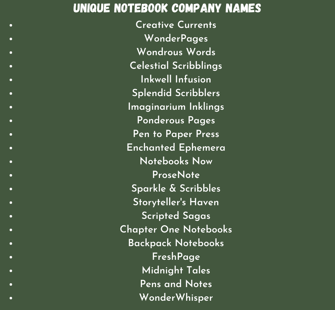 Unique Notebook Company Names