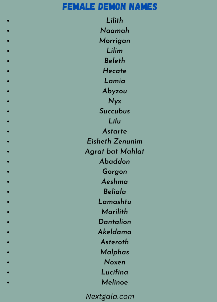 350+ Powerful Female Demon Names With Their Cool Meanings