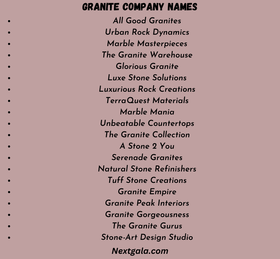 Granite Company Names