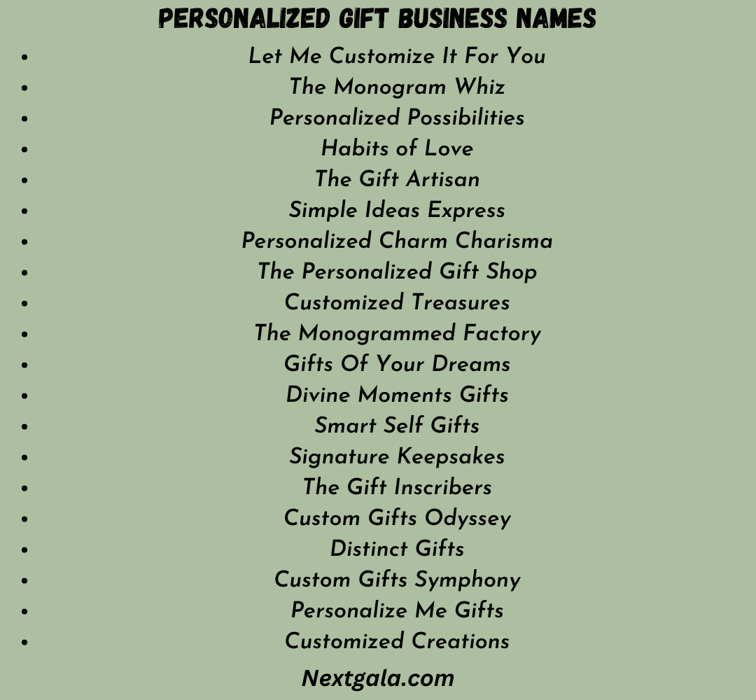 Custom gift business name ideas