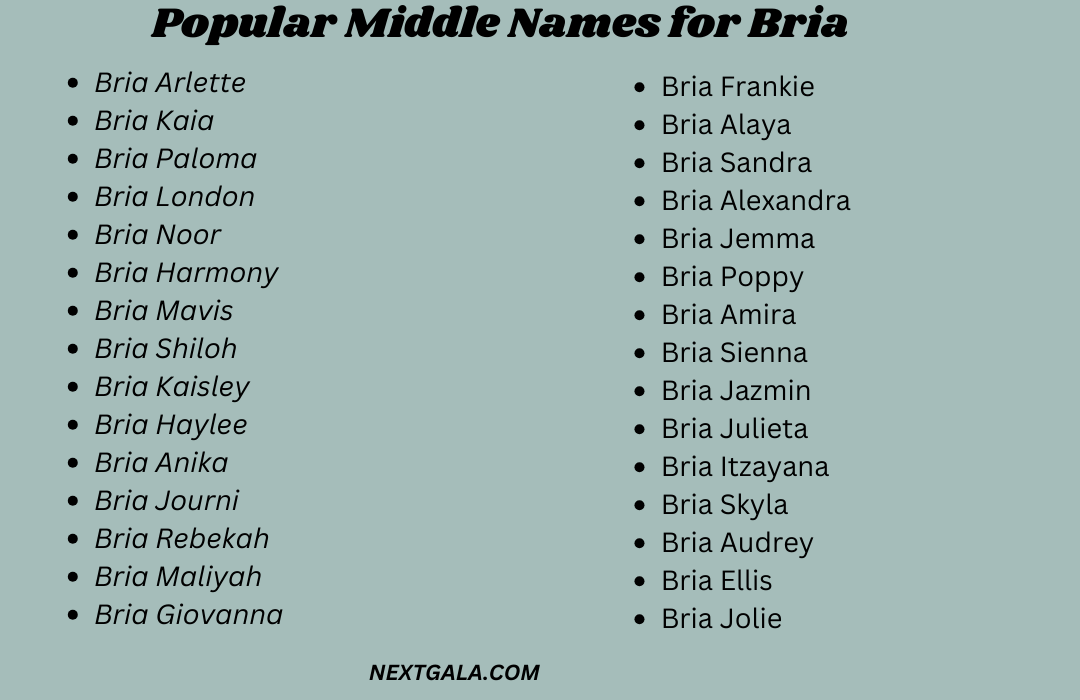 Middle Names for Bria