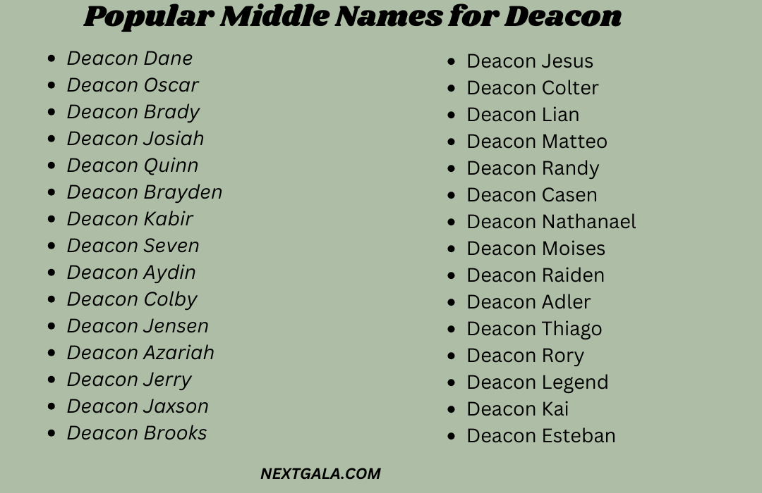 Middle Names for Deacon