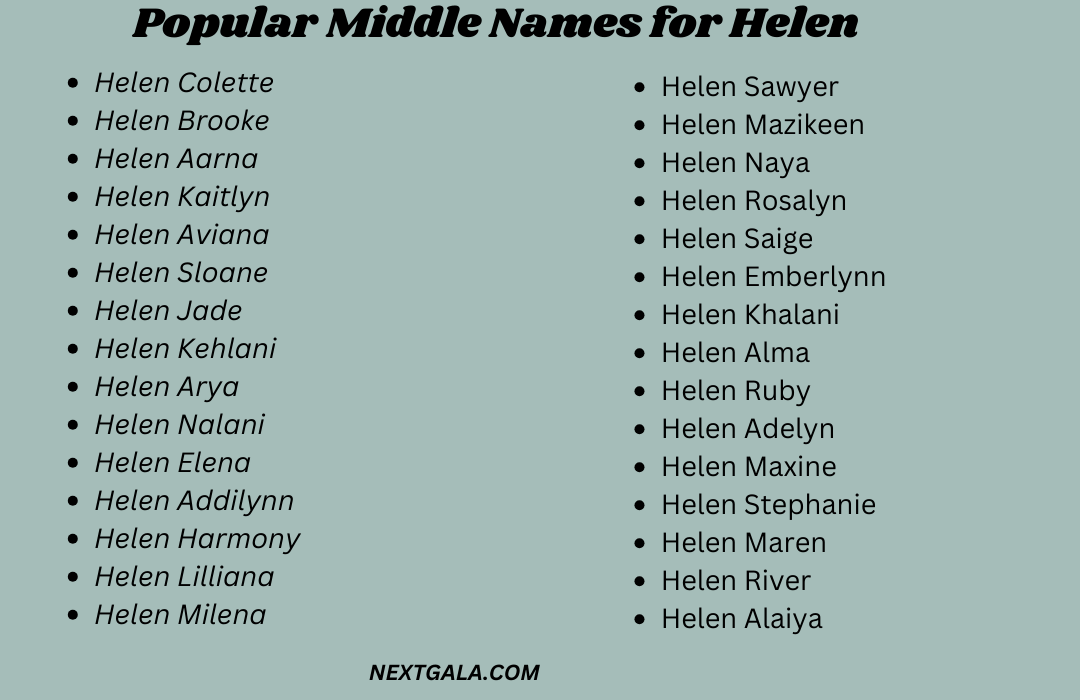 Middle Names for Helen