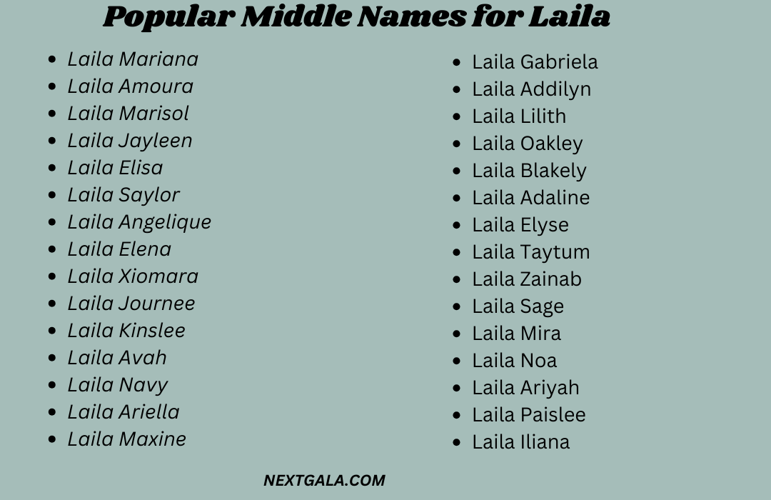 Middle Names for Laila