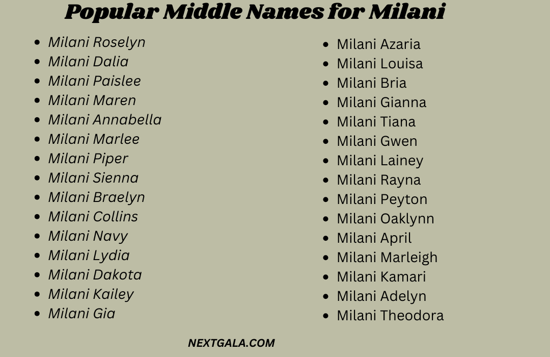 Middle Names for Milani