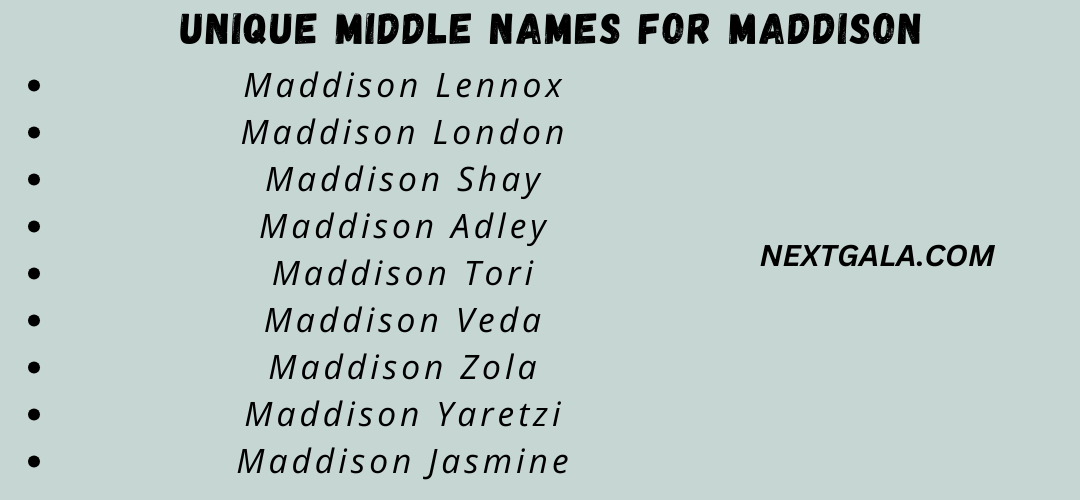 Middle Names For Maddison