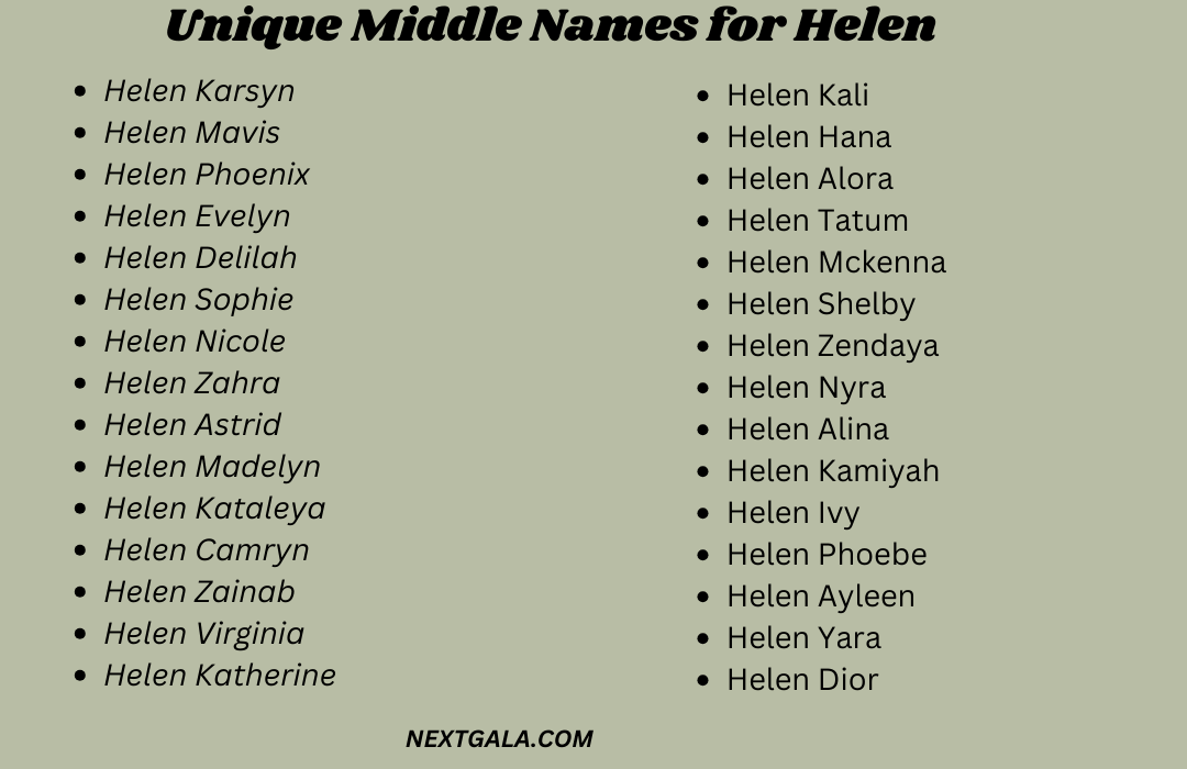 Middle Names for Helen