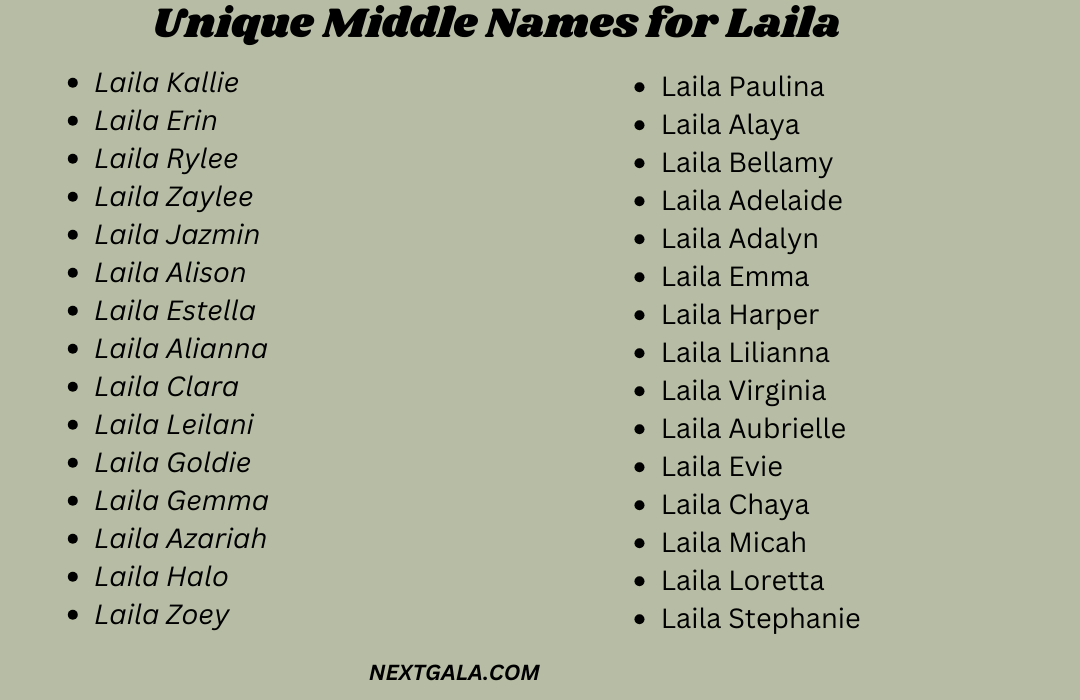 Middle Names for Laila 