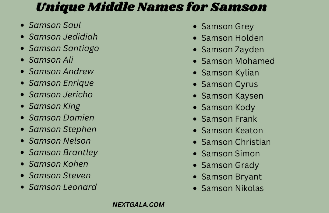 Middle Names for Samson 