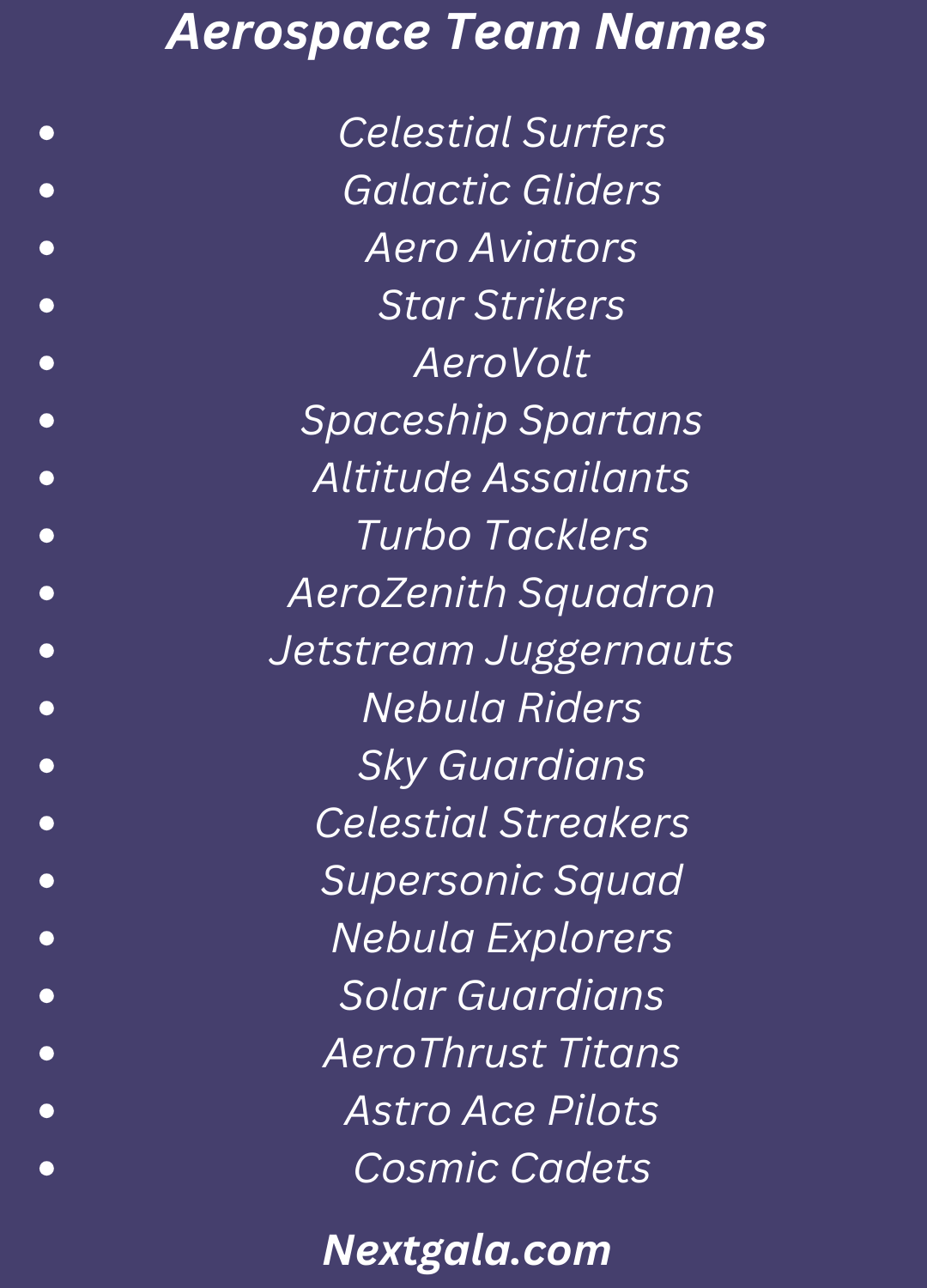 Aerospace Team Names