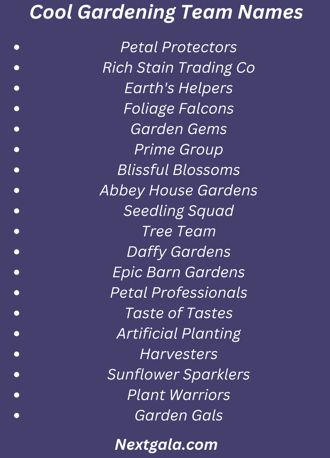 Gardening Team Names