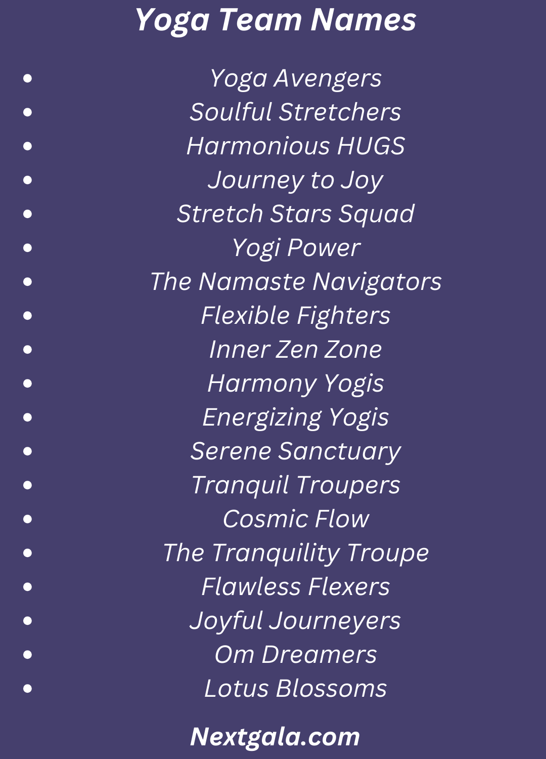 Yoga Team Names