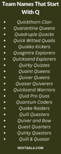 Team Names That Start With Q
