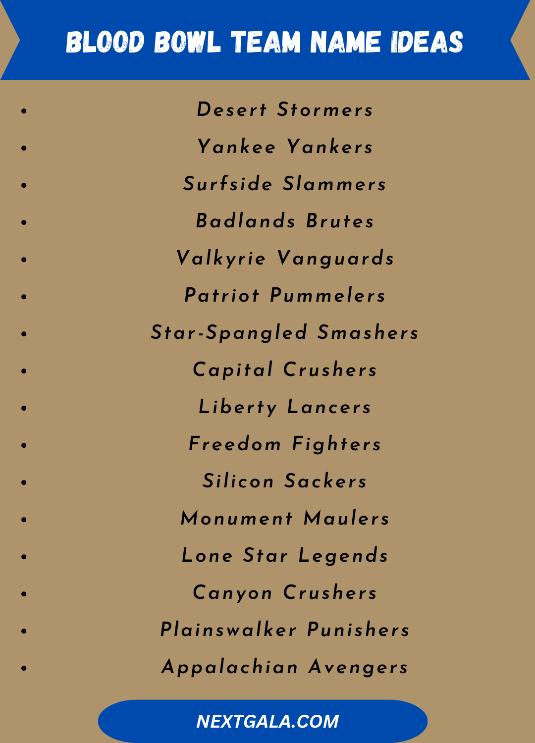 Blood Bowl Team Name Ideas